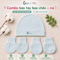 Phụ kiện sơ sinh Gee, Combo mũ nón, bao tay bao chân sơ sinh vải sợi sồi/sợi tre mềm mịn cho da 9