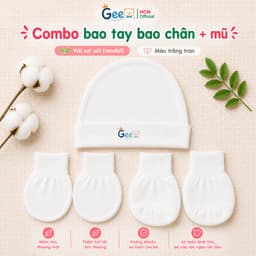 Phụ kiện sơ sinh Gee, Combo mũ nón, bao tay bao chân sơ sinh vải sợi sồi/sợi tre mềm mịn cho da 7