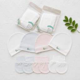 Phụ kiện sơ sinh Gee, Combo mũ nón, bao tay bao chân sơ sinh vải sợi sồi/sợi tre mềm mịn cho da 4