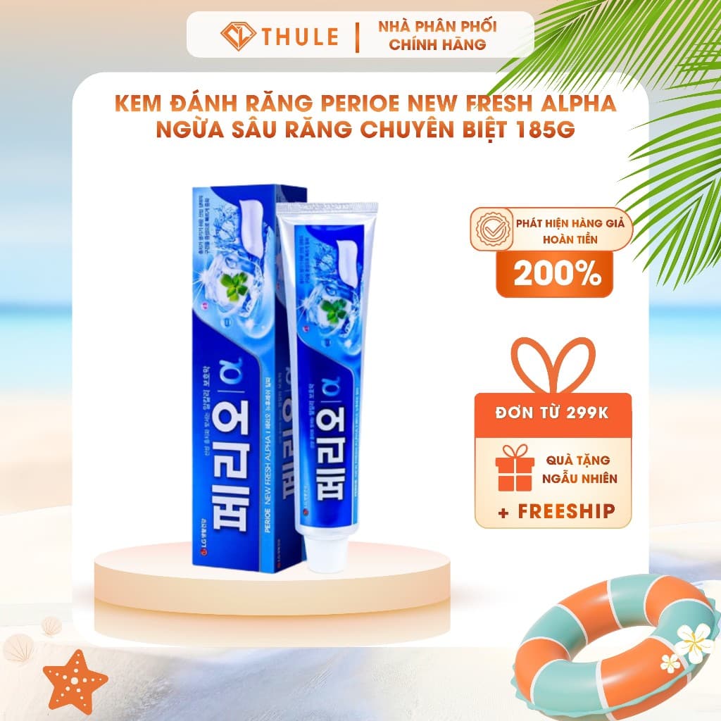 Perioe New Fresh Alpha 185g Kem Đánh Răng Ngừa Sâu Răng, Làm Sạch Khoang Miệng, Khử Mùi