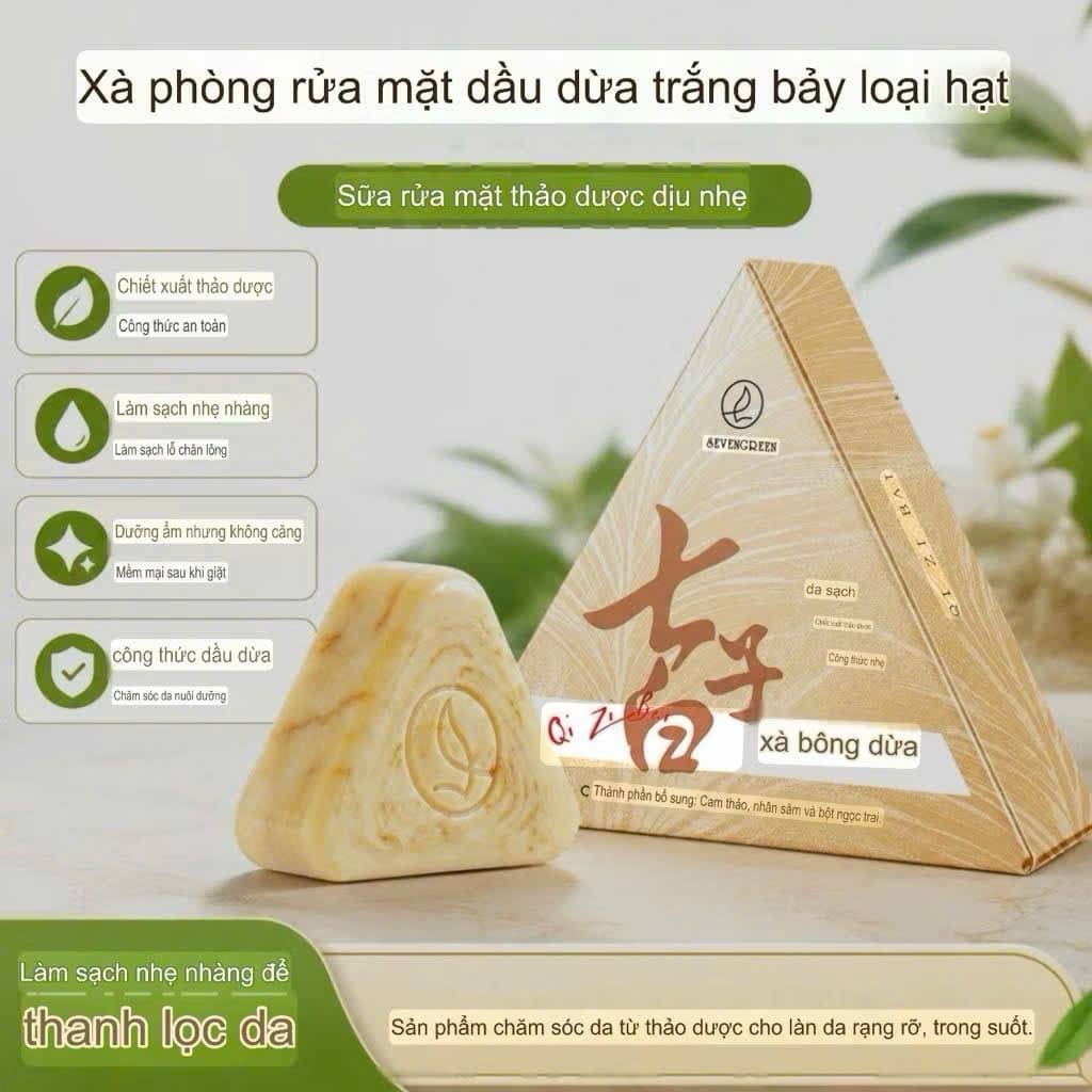 Xà phòng rửa mặt Thất Tử Bạch (Seven Green)làm sạch bã nhờn ,bụi bẩn ngăn ngừa mụn