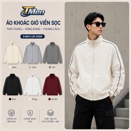 Áo khoác gió dù 2 lớp sọc kẻ tay, trượt nước, cản gió, dành cho nam và nữ Cao Cấp Dễ Phối Đồ Thời Trang - Tmen Store 1