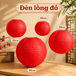 Lồng đèn vải DIYDECORSG lụa trơn chống nước, trang trí Trung thu, Tết, decor ngoài trời 30cm/40cm 5