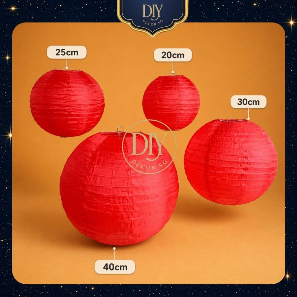 Lồng đèn vải DIYDECORSG lụa trơn chống nước, trang trí Trung thu, Tết, decor ngoài trời 30cm/40cm