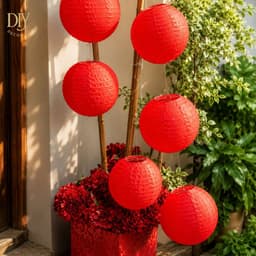 Lồng đèn vải DIYDECORSG lụa trơn chống nước, trang trí Trung thu, Tết, decor ngoài trời 30cm/40cm 7