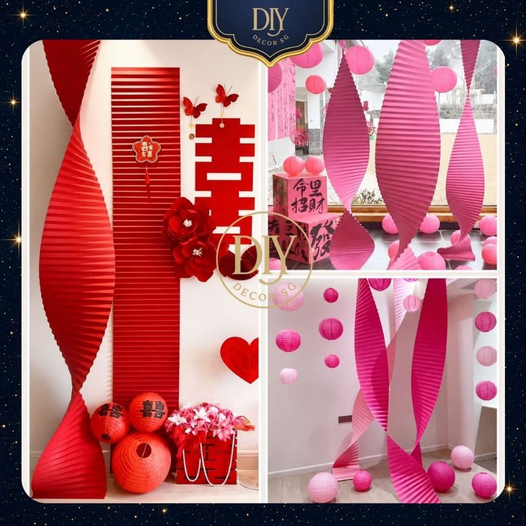Dải giấy trang trí DIYDECORSG gấp nếp gợn sóng, dây treo hình bướm 3D trang trí Tết, đám cưới, Trung thu, dài 2m2/3m/4m