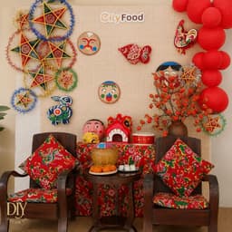 Combo múa lân DIYDECORSG, đầu lân kèm đuôi, đầu Địa, quạt ba tiêu, trống và dùi, trang trí Trung thu 8