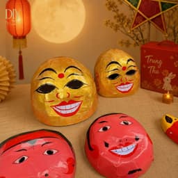 Combo múa lân DIYDECORSG, đầu lân kèm đuôi, đầu Địa, quạt ba tiêu, trống và dùi, trang trí Trung thu 2