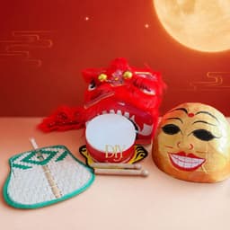 Combo múa lân DIYDECORSG, đầu lân kèm đuôi, đầu Địa, quạt ba tiêu, trống và dùi, trang trí Trung thu 6