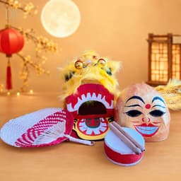 Combo múa lân DIYDECORSG, đầu lân kèm đuôi, đầu Địa, quạt ba tiêu, trống và dùi, trang trí Trung thu 7