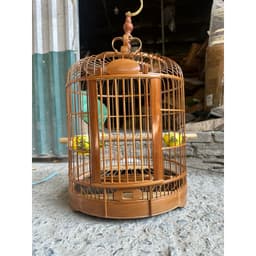Lồng chim Hoạ Mi, Lồng mi Tứ xuyên chất liệu trúc già xử lý lên màu đẹp, chống mối mọt có phụ kiện kèm theo 1