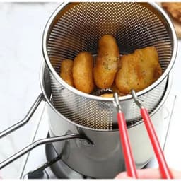 Nồi Chiên Ngập Dầu Bằng Thép Không Gỉ Kèm Rổ Chiên Lọc Dầu Dung Tích 1200ml - Dùng Được Cho Bếp Từ 5