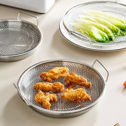 Combo 2 bộ khay kèm vỉ ráo dầu mỡ, khay hứng dầu tiện lợi, chất liệu inox 304, kích thước 20cm 5