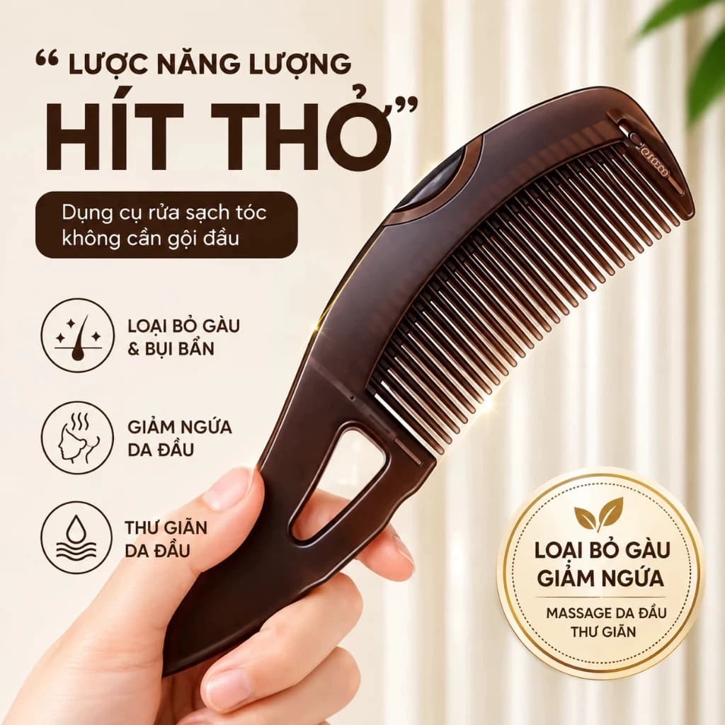 Lược chải tóc gỡ rối chống bết dính, dụng cụ trị gàu giảm ngứa và làm sạch da đầu tiện lợi