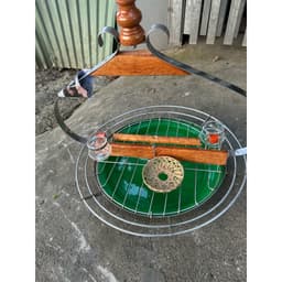 Lồng Trần cu gáy, vẹt,.. Lồng inox tròn kèm cóng ăn uống, rế và xích chân -Phụ kiện lồng chim đẹp 5