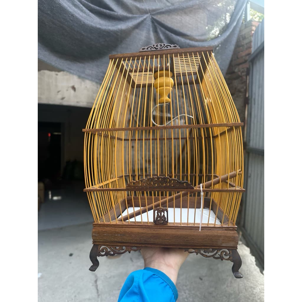 Lồng sing Vành Khuyên (Sing cao), lồng chim Vành Khuyên chất liệu gỗ muồng Huế có phụ kiện đi kèm