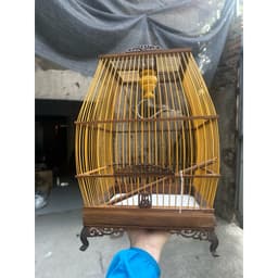 Lồng sing Vành Khuyên (Sing cao), lồng chim Vành Khuyên chất liệu gỗ muồng Huế có phụ kiện đi kèm 2