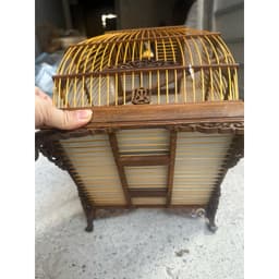 Lồng sing Vành Khuyên (Sing cao), lồng chim Vành Khuyên chất liệu gỗ muồng Huế có phụ kiện đi kèm 7