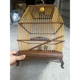 Lồng sing Vành Khuyên (Sing cao), lồng chim Vành Khuyên chất liệu gỗ muồng Huế có phụ kiện đi kèm 6