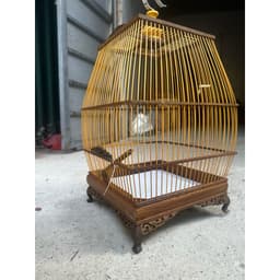 Lồng sing Vành Khuyên (Sing cao), lồng chim Vành Khuyên chất liệu gỗ muồng Huế có phụ kiện đi kèm 9