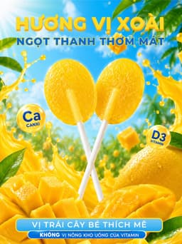 Kẹo mút Canxi và D3 cho bé. Giúp Xương Răng Chắc Khỏe, Tăng Đề Kháng,Miễn Dịch Happy Vitamin Hộp 25 que 5