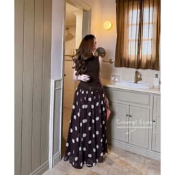 Set Áo Sát Nách + Chân Váy Chấm Bi Phong Cách Tiểu Thư Hàn Quốc Thanh Lịch Hot Trend Cho Nữ 3