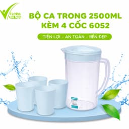 Bộ Ca Nhựa Dung Tích Lớn 2500ml Kèm 4 Cốc Tiện Dụng Cho Mọi Không Gian GD369 1