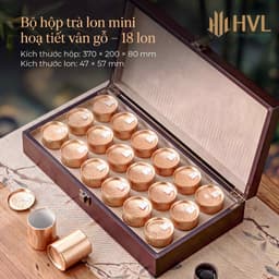 Bộ hộp trà lon mini hoạ tiết vân gỗ óc chó đựng cao cấp, sang trọng làm quà tặng - HVL 1