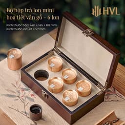Bộ hộp trà lon mini hoạ tiết vân gỗ óc chó đựng cao cấp, sang trọng làm quà tặng - HVL 3