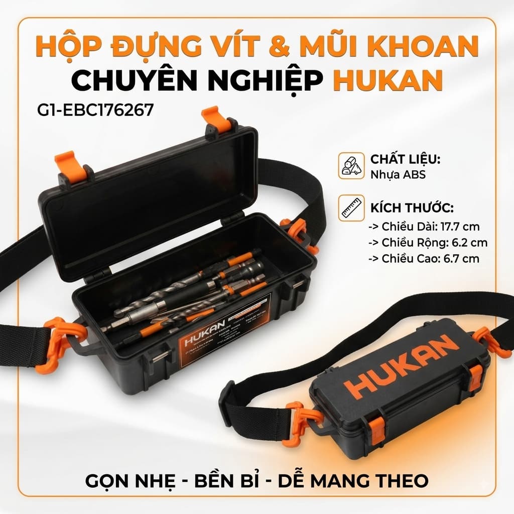 Hộp Đựng Phụ Kiện, Mũi Vít HUKAN G1-EBC176267, Nhựa ABS Cứng Cáp - Dài 17.7 / Rộng 6.2 / Cao 6.7cm
