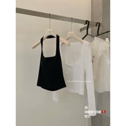 (Dmina Yjia)  Set 3 món áo cổ yếm cùng áo giấy cổ vuông kèm chân váy A dáng ngắn tôn dáng 8