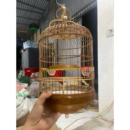 Lồng chim Vành Khuyên, Lồng khuyên lùn nan khít chất liệu trúc già xử lí có phụ kiện đi kèm 2