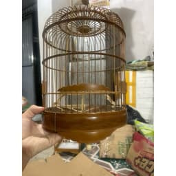 Lồng chim Vành Khuyên, Lồng khuyên lùn nan khít chất liệu trúc già xử lí có phụ kiện đi kèm 5