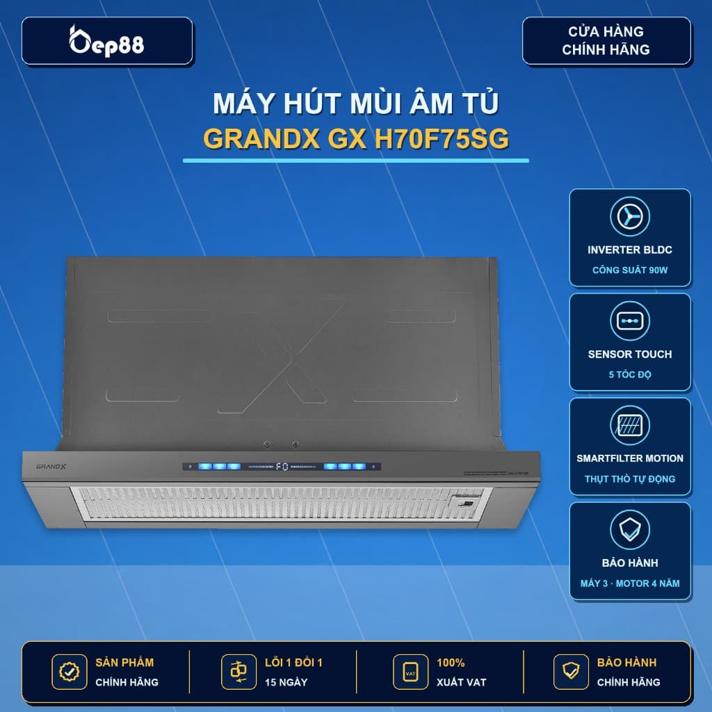 HÚT MÙI GRANDX GX H70F75SG | HÀNG CHÍNH HÃNG|BẢO HÀNH 3 NĂM