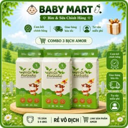 COMBO 3 BỊCH Tã Bỉm AMOR NATURAL Việt Nam Mặt Bông Organic, Công Nghệ Air Skin Độc Quyền 2