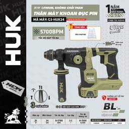 [Tặng mài AG5900BL] Máy khoan đục bê tông pin HUKAN G3-HUK24, 2.2J Có Anti-kickback, Giảm rung chấn 2