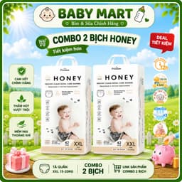 COMBO 2 BỊCH Tã/bỉm HONEY Premium mẫu mới, bỉm chính hãng, tã dán/quần đủ size từ NB - 4XL cho bé. 1