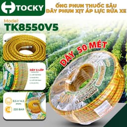 Dây phun xịt áp lực cao chính hãng tocky 8.5 mm x 14mm 3 lớp chất liệu nhựa pvc, áp lực tối đa 150bar, dài 10m, 15m, 20m 3