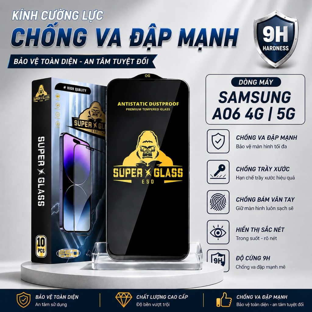 Kính cường lực Samsung A06 4G 5G trong suốt full màn miếng dán bảo vệ màn hình điện thoại