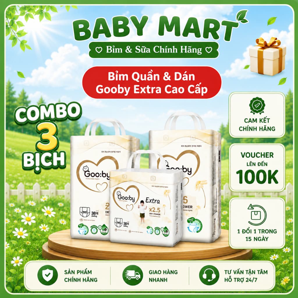 [COMBO 4 BỊCH] Tã Bỉm GOOBY EXTRA siêu mỏng, mềm mại, thấm hút tốt an toàn cho bé, đủ size.