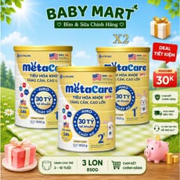 (TRỢ GIÁ) Sữa Bột Nutricare Metacare OPTI 0,1, 2+ 850g - Tiêu Hoá Khoẻ, Tăng Cân Cao Lớn.Date dài 1