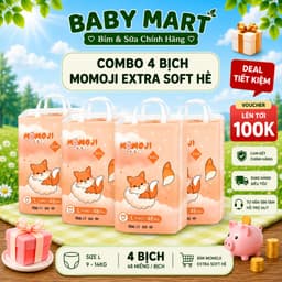 (TRỢ GIÁ) Bỉm Quần/Dán MOMOJI EXTRA SOFT đủ size NB64/S60/M56/L54/XL50/XXL48 full size. 1