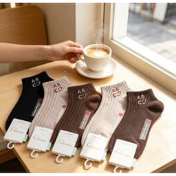 Tất Nữ Cổ Ngắn Chất Cotton Hoạ Tiết Chữ ACB Chất Cotton Mềm Mại Êm Chân 4