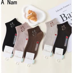 Tất Nữ Cổ Ngắn Chất Cotton Hoạ Tiết Chữ ACB Chất Cotton Mềm Mại Êm Chân 5