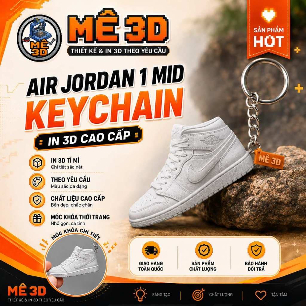 Móc Chìa Khóa Giày Sneaker AJ 1 Mid –  Tín Đồ Không Thể Thiếu Cho Sneakerheads [Mê 3D]