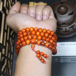 Vòng tay gỗ Huyết Long 108 hạt 6/8mm thấu quang đỏ rực, chuỗi tràng đeo tay nam nữ | Vua Vòng Gỗ 4