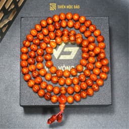 Vòng tay gỗ Huyết Long 108 hạt 6/8mm thấu quang đỏ rực, chuỗi tràng đeo tay nam nữ | Vua Vòng Gỗ 1