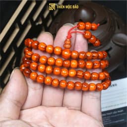 Vòng tay gỗ Huyết Long 108 hạt 6/8mm thấu quang đỏ rực, chuỗi tràng đeo tay nam nữ | Vua Vòng Gỗ 8