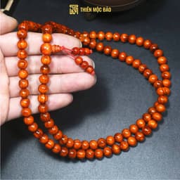 Vòng tay gỗ Huyết Long 108 hạt 6/8mm thấu quang đỏ rực, chuỗi tràng đeo tay nam nữ | Vua Vòng Gỗ 5
