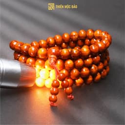 Vòng tay gỗ Huyết Long 108 hạt 6/8mm thấu quang đỏ rực, chuỗi tràng đeo tay nam nữ | Vua Vòng Gỗ 3
